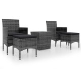 Cumpara ieftin Set mobilier de gradina, 3 piese, gri, poliratan si sticla