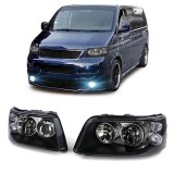 Faruri cu sticla clara H7 H1 negre cu motor LWR, pereche, potrivite pentru VW Bus T5 03-09 Performance AutoTuning