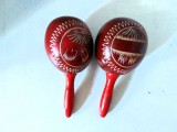 *Pereche maracase peruviene Peru, originale, vintage, 15cm, instrument percutie
