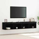 Cumpara ieftin Dulap TV de perete cu LED, 2 buc., stejar negru, 80x30x30 cm