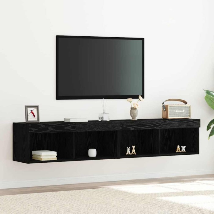 vidaXL Cabinet TV 2 pcs Stejar negru 80 x 30 x 30 cm Lemn compozit 862205
