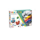Cumpara ieftin Set 12 Figurine Gips Pictura Copii: Alba ca Zapada &amp; Mickey Mouse, 2 Pensule + 8 Culori, Jucarii Educative