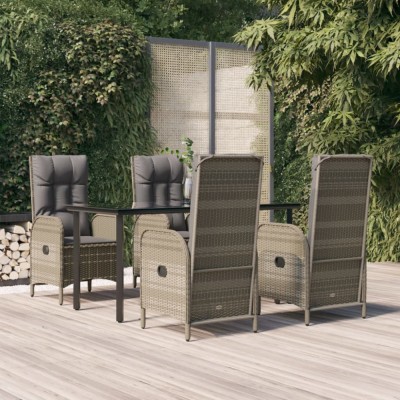 vidaXL Set mobilier grădină cu perne, 5 piese, negru și gri, poliratan 3185201 foto