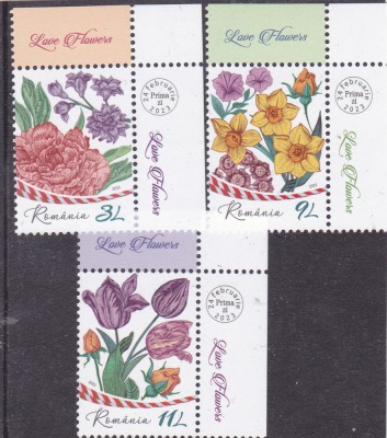 ROMANIA 2023 FLORILE IUBIRII Serie 3 timbre LP.2406 MNH** foto