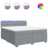 Cumpara ieftin Pat box spring cu saltea, gri deschis, 200x200 cm, textil