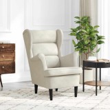 vidaXL Fotoliu, alb crem, catifea 324068