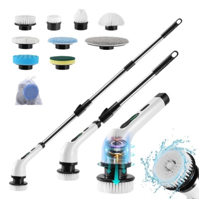 Perie de Curatenie Electrica Reincarcabila, 9 Capete, 2 Trepte de Viteza, Maner Lung 137 cm, USB Type-C, 2500mAh foto