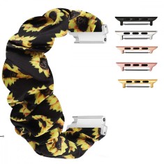 Curea textila elastica, compatibila Apple Watch 9|8|7|6|5|4|3|2|1 Series, 41mm|40mm|38mm, Scrunchies 2