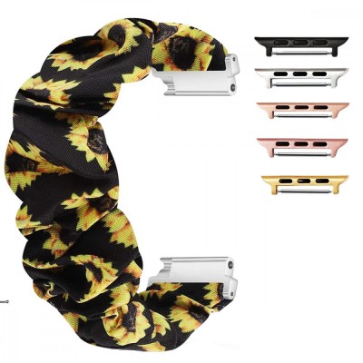 Curea textila elastica, compatibila Apple Watch 9|8|7|6|5|4|3|2|1 Series, 41mm|40mm|38mm, Scrunchies 2 foto