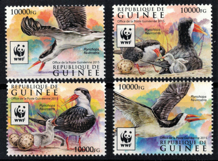 GUINEEA 2015 - Fauna WWF, pasari /serie completa MNH