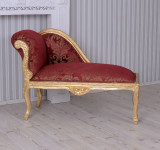 Sofa din lemn masiv auriu cu tapiterie rosie CAT508A05, Paturi si seturi dormitor