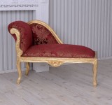 Sofa din lemn masiv auriu cu tapiterie rosie CAT508A05