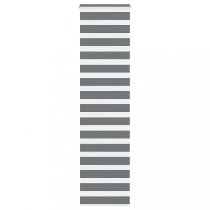 Jaluzea tip zebra gri &icirc;nchis lățime țesătură 60,9 cm poliester
