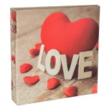 Album Foto, Love, 22.5x22.5 cm, Capacitate 200 Poze, Alb, Inimi Roșii