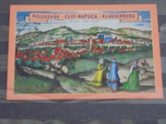 CLUJ- NAPOCA - REPRODUCERE DUPA O STAMPA DIN 1617 APARTININD LUI JORIS HOEFNAGEL - TRANSILVANIE CIUITAS PRIMARIA - PE VERSO ALTA REPRODUCERE -