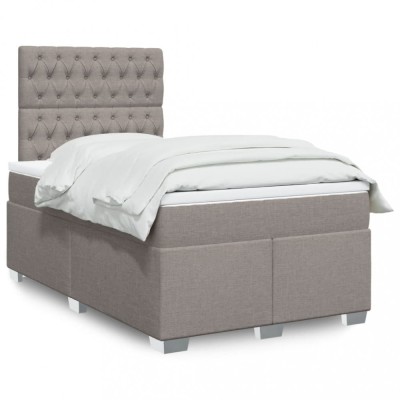 vidaXL Pat box spring cu saltea, taupe, 120x190 cm material textil 3290438 foto