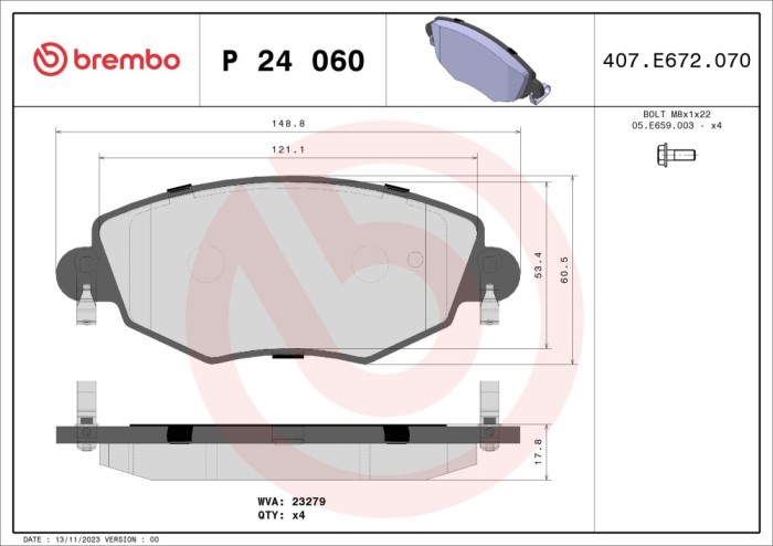 BREMBO P 24 060 PRIME LINE set placute frana disc