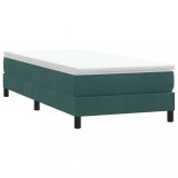Pat cu arcuri fără saltea verde &icirc;nchis 80x210 cm catifea