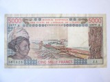 Rara! Coasta de Fildes 5000 Francs 1977 in stare buna la cel mai mic pret