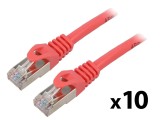 Patch cord F/UTP 6 litat CCA PVC roșu 1m 26AWG 10 bucăți