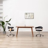 vidaXL Scaun de bucătărie pivotant negru lemn curbat &amp; piele ecologică