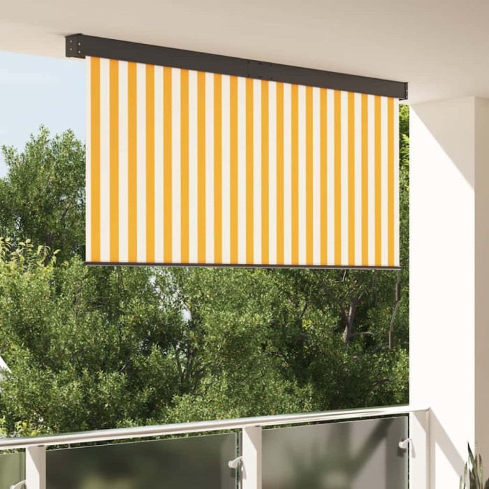 Jaluzea Rulou de Exterior Dungi Manual portocaliu și alb 200 x 250 cm