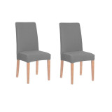 Set 2 huse pentru scaun dining/bucatarie, din spandex, culoare gri, Springos