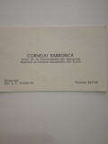 Carte de vizita Corneliu Barborica, univ din Bucuresti, Uniunea Scriitorilor