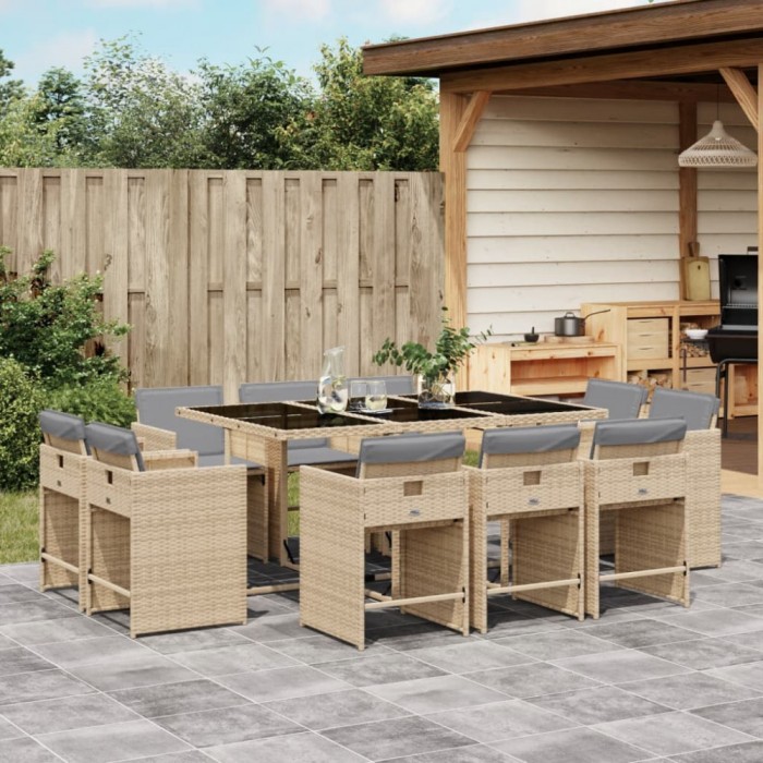 Gossi set mobilier gradina cu perne, 11 piese bej combinat poliratan