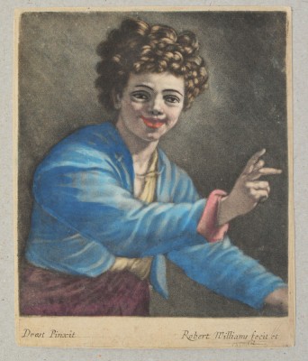 Willem Drost &amp;quot;Baiat razand&amp;quot; mezzotinta 1680-1704 foto