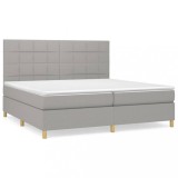Cumpara ieftin Pat box spring cu saltea, gri deschis, 200x200 cm, textil
