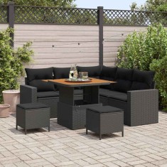 vidaXL Set de canapele pentru grădină 8 pcs Negru poliratan 3361609