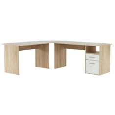 Birou de colt din pal stejar sonoma alba Maurus 203x176x70 cm