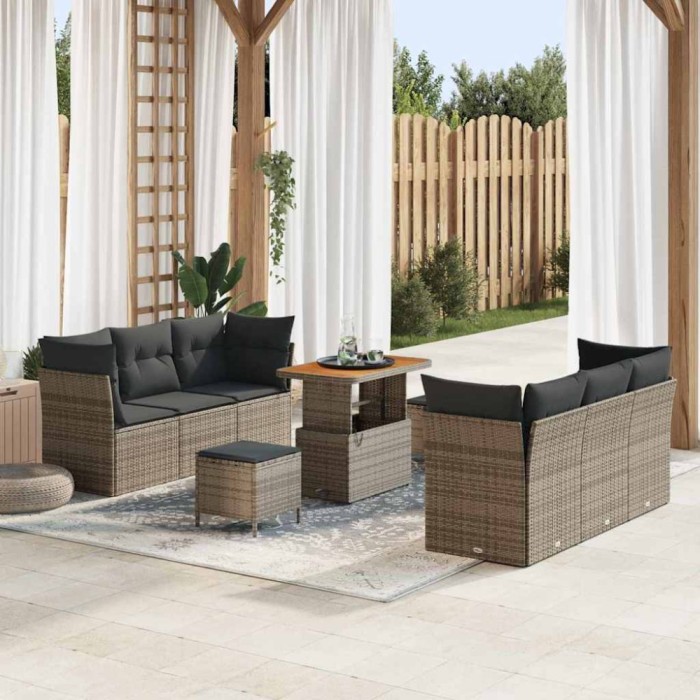 vidaXL Set de canapele pentru grădină Manual 9 pcs Gri 90 x 55 x 71 cm 3363393