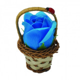 Aranjament floral cos decorativ floare, mic, albastru deschis