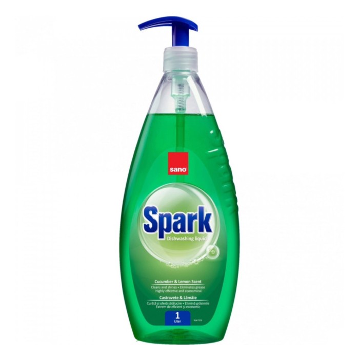Detergent lichid pentru vase Sano Spark, parfum castravete, 1 L