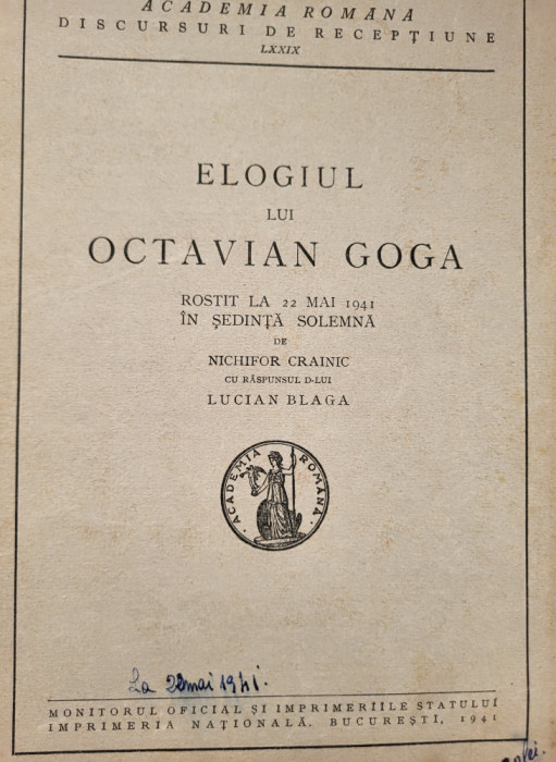 Ovidiu Papadima - Neam, sat, oras in poezia lui Octavian Goga 1942. Fundatia..