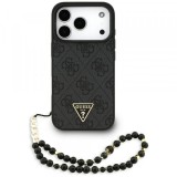 Husa MagSafe pentru Apple iPhone 17 Pro Max, Guess, 4G Triangle Logo Cord Strap, Neagra