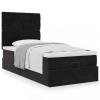 Gossi cadru de pat otoman cu saltele, catifea neagra 90x200cm