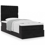 Gossi cadru de pat otoman cu saltele, catifea neagra 90x200cm
