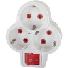 Triplu Stecher 3 Prize Schuko cu Intrerupator si LED, Adaptor Plastic Alb