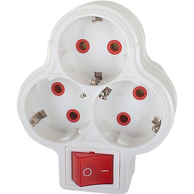 Triplu stecher Fetih, 3 posturi Schuko, cu intrerupator si led foto
