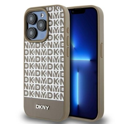 Husa iPhone 15 Pro Max - DKNY Leather Printed Pattern Metal Logo MagSafe (DKHMP15XPSOSPW) - Brown foto
