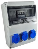 Tablou electric echipat cu 3 prize monofazice schuko 16A panou organizare de santier cu sigurante IP54