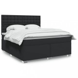 VidaXL Pat box spring cu saltea, negru, 180x200 cm, piele ecologică