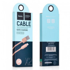 Hoco Knitted X2 Cablu de date USB 2.0 la Lightning pentru Apple iPhone Culoare Aur, Lungime 1 Metru foto
