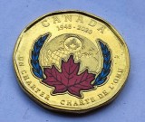 114. Moneda Canada 1 dollar 2020 (75th anniversary UN Charter-color), America de Nord