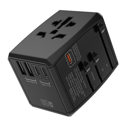 Adaptor priza universal PD65W, 2xUSB, 3xType-C Techsuit, HHT906 foto
