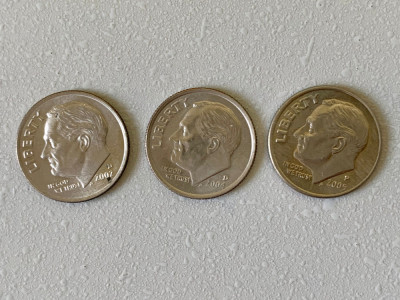 Monede 1 DIME - 10 centi - SUA - USA - 2002 D, 2004 D, 1005 P - KM 195a (246) foto