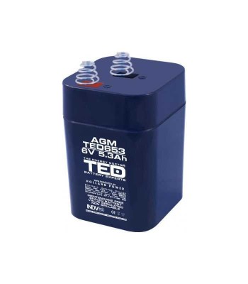 Acumulator AGM VRLA 6V 5.3A 67mm x 67mm x h 97mm cu arcuri tip 4R25 foto